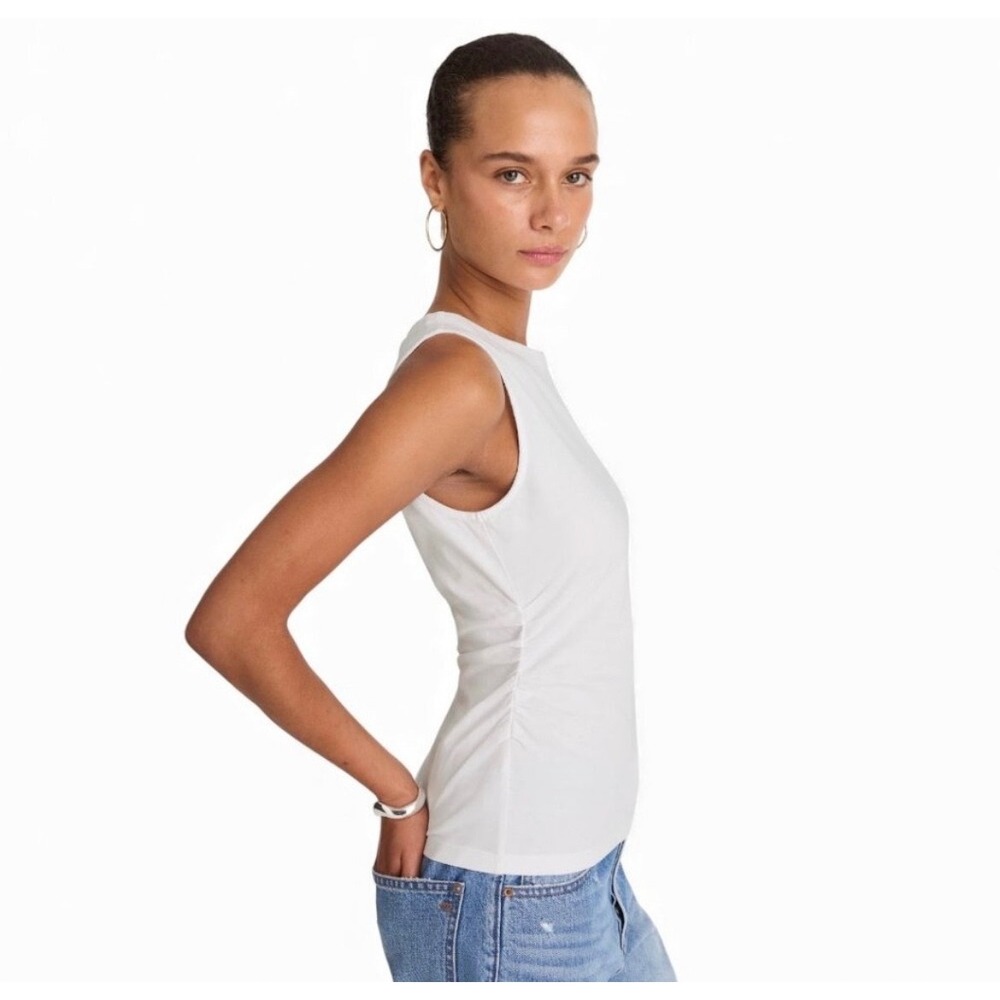 NWT Madewell Side Cinch Tank Top‎ XXS White Cotton Casual Summer